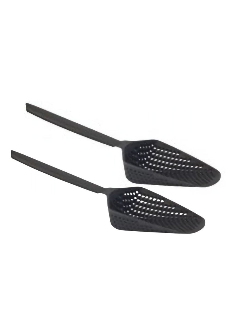 Bosfor Draining and Serving Scoop for Fried Foods, Manual Oil Strainer for Potatoes and Fried Foods, Non-Stick, 2 Pcs Set 34cm - Image 2