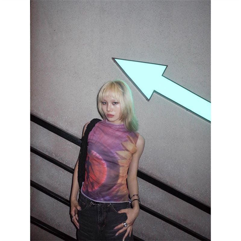 Women's Summer Sleeveless Fitted Printed Crop Camisole Top - Image 4