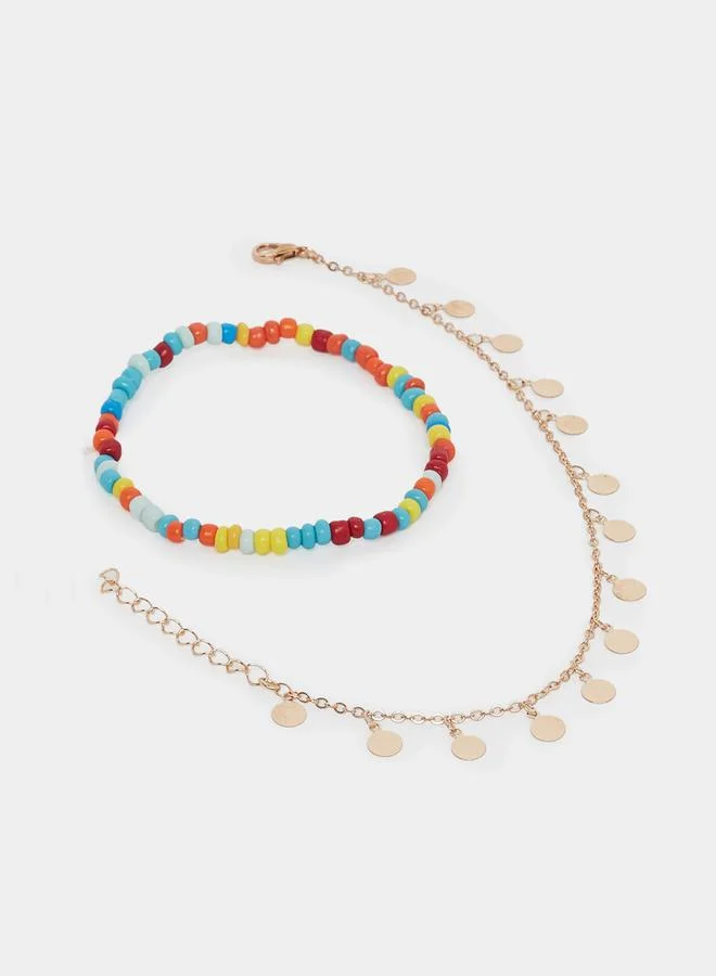 Styli Set of 2 - Coin Drop Chain Anklet