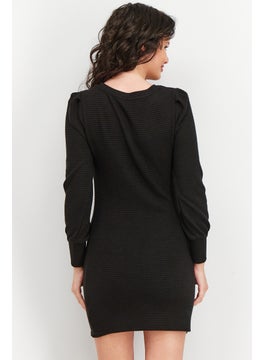 BB Dakota by Steve Madden Women Ribbed Bodycon Dress, Black  - Image 3