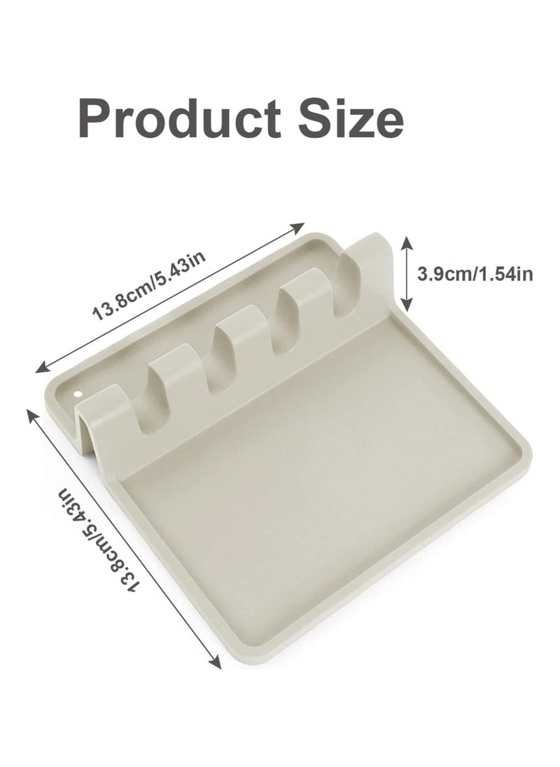 Beauenty Silicone Utensil Rest - BPA-Free, Durable Spoon Rest with Drip Pad - Heat-Resistant Spoon Rest for Stove Top - Spoon Rest for Kitchen Counter(Off-white)  - Image 2