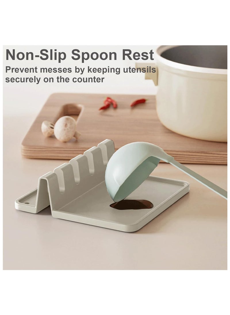 Beauenty - Silicone Utensil Rest - BPA-Free, Durable Spoon Rest with Drip Pad - Heat-Resistant Spoon Rest for Stove Top - Spoon Rest for Kitchen Counter(Off-white) - Image 1