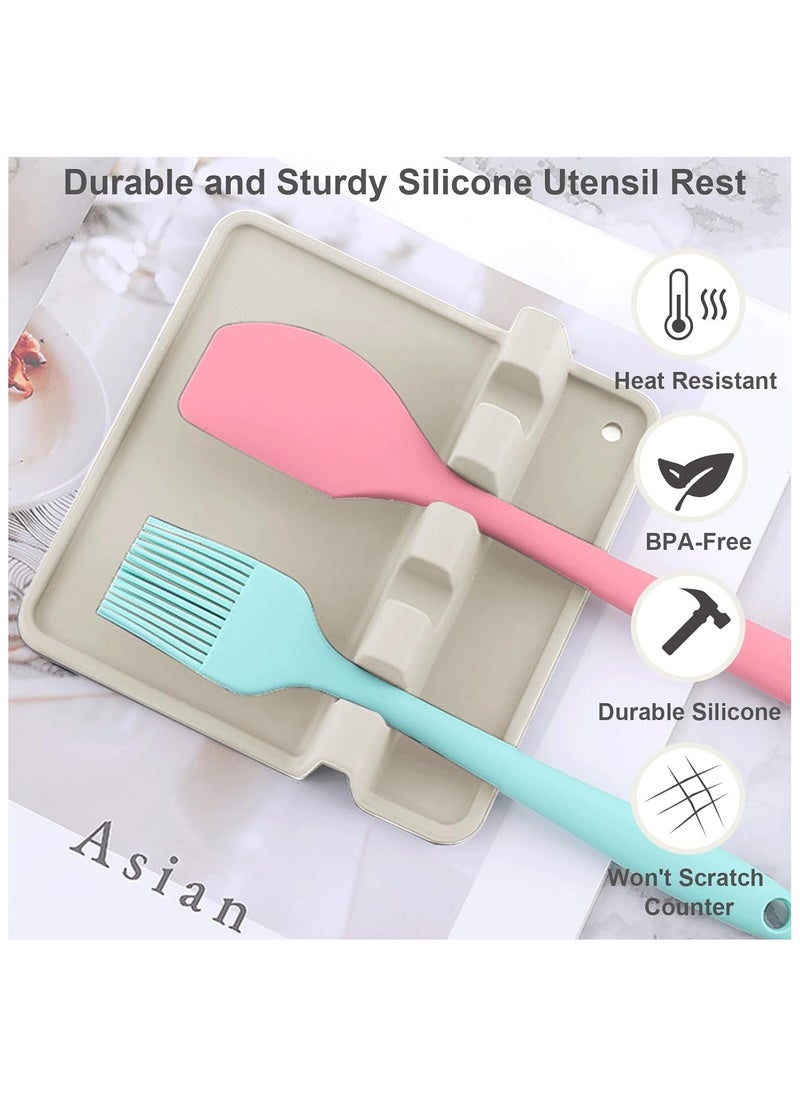 Beauenty Silicone Utensil Rest - BPA-Free, Durable Spoon Rest with Drip Pad - Heat-Resistant Spoon Rest for Stove Top - Spoon Rest for Kitchen Counter(Off-white)  - Image 4