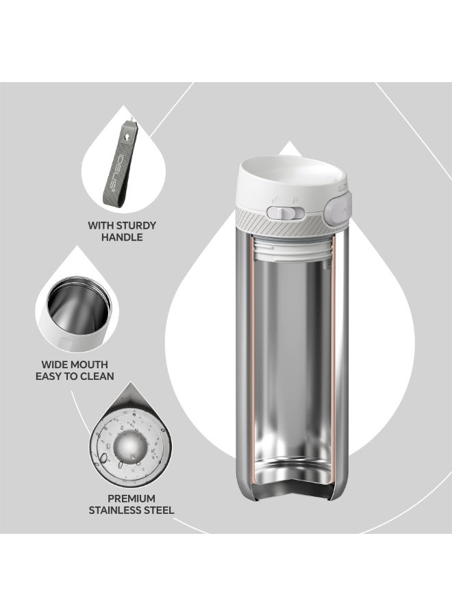 إيديوس زجاجة مياه رياضية محمولة من IDEUS 304 معزولة من الفولاذ المقاوم للصدأ بمقبض، سعة 700 مل، مناسبة للسفر والرحلات الخارجية. - Image 2