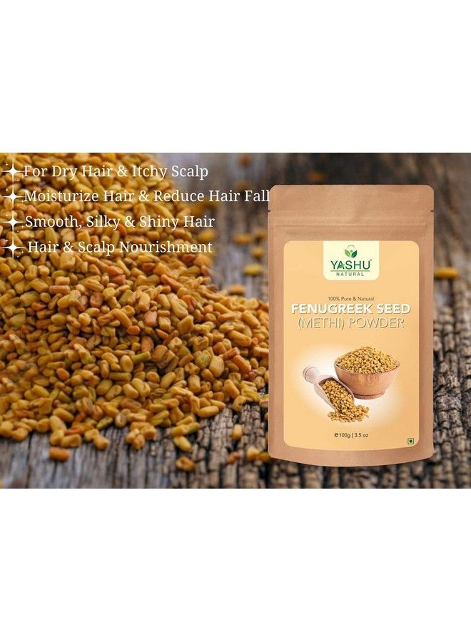 YASHU Pure & Organic Hibiscus & Fenugreek Seed (Methi Dana) Powder for Hair Conditioning | Combo Pak for Dry & Damaged Hair (200 g) - Image 5