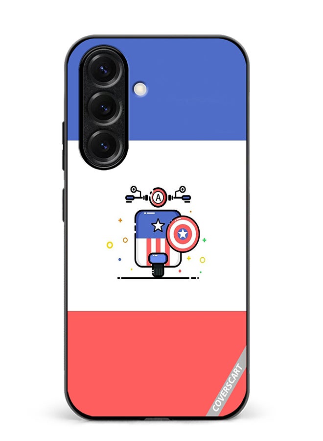 VR CREATIVE Protective Case Cover For Samsung Galaxy S25 Plus Cute Little Bike Of Captain America Design Multicolour