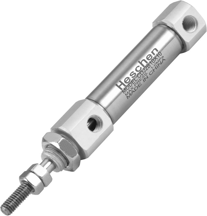 Heschen Stainless Steel Slim Air Pneumatic Cylinder, CDJ2B 10-10, M5 Port, 10mm Bore, 10mm Stroke, Double Acting Single Rod - Image 1