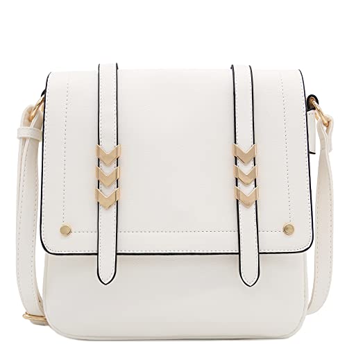 ALYSSA Double Compartment Large Flapover Crossbody Bag (White) - Image 1