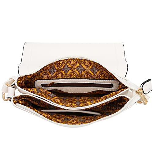 ALYSSA Double Compartment Large Flapover Crossbody Bag (White) - Image 5