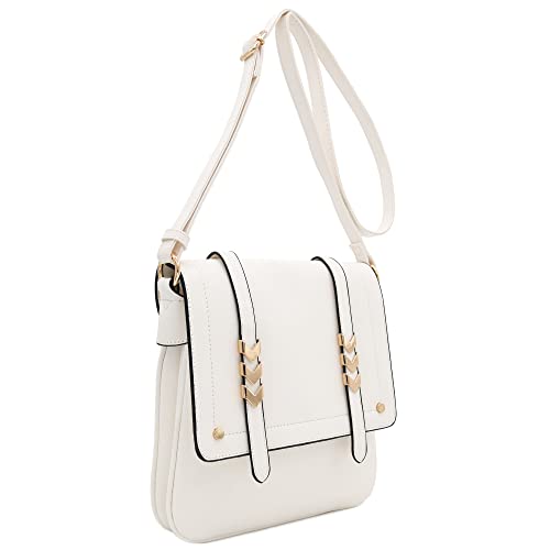 ALYSSA Double Compartment Large Flapover Crossbody Bag (White) - Image 2
