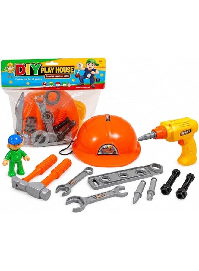 1st Choice First Choice Kids Construction Tool Set, Safety Helmet, Toy Electric Drill and Hammers for Boys and Girls, Educational DIY Learning Toys - Image 1