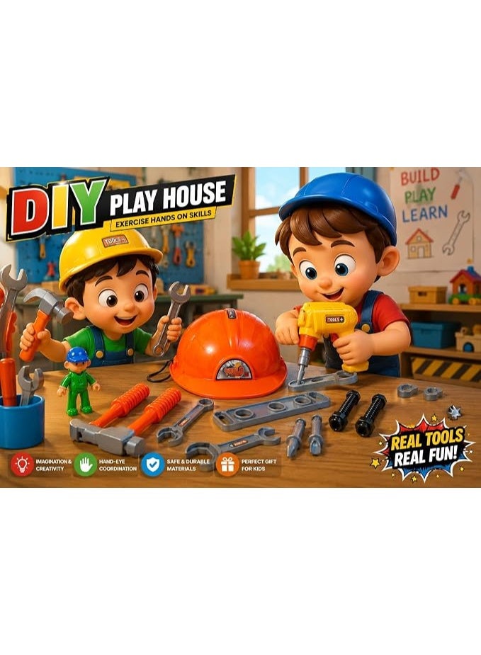 1st Choice First Choice Kids Construction Tool Set, Safety Helmet, Toy Electric Drill and Hammers for Boys and Girls, Educational DIY Learning Toys - Image 3