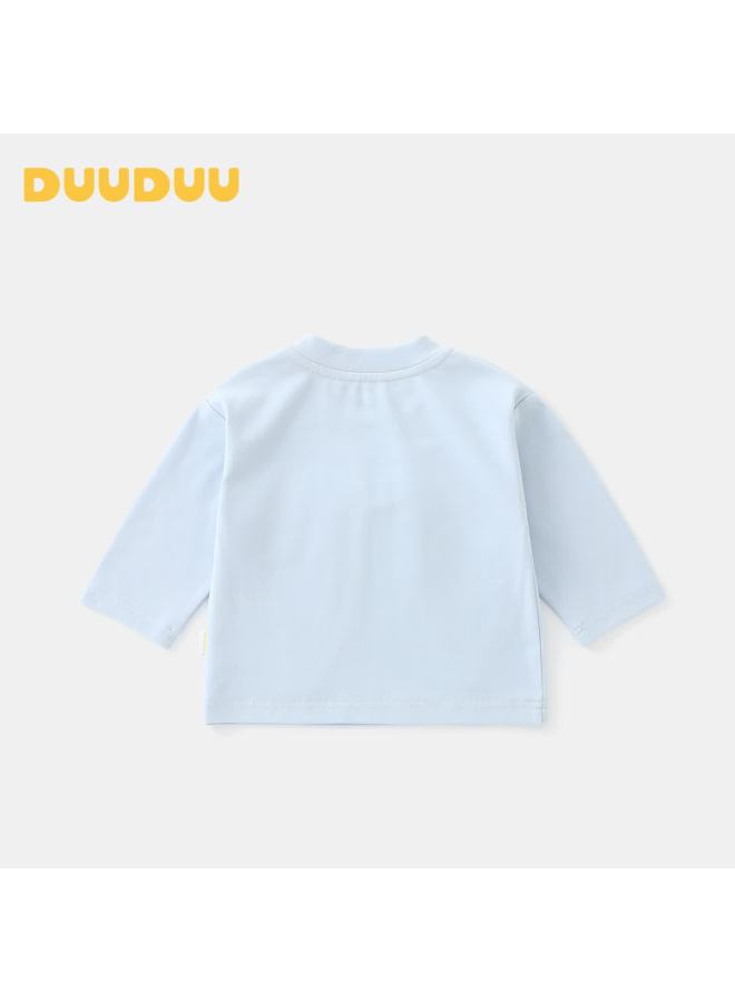 Duuduu Girls' Long Sleeve T-shirt Toddler Top Children's Baby Infant Crew Neck Base Shirt Outwear Blue 110 - Image 2