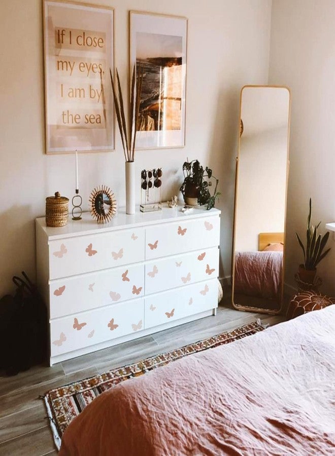 Alwayspon 48Pcs Pink Butterfly Boho Art Wall Decals, Peel and Stick Wall Stickers for Living Nursery Room Bedroom Wall Decor - Image 3