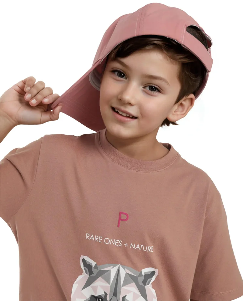 Rare Ones Rare Ones Kids Nito Orange Cotton Half Sleeves Crew Neck Regular Fit Animal Print T-Shirt