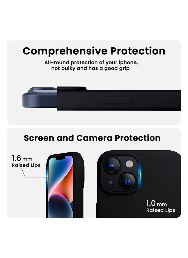 Delivus - iPhone 14 Case Silicone Cover Soft Liquid Gel Rubber Cover Anti-Scratch Anti-Fingerprint Anti-Drop (Black) - Image 1