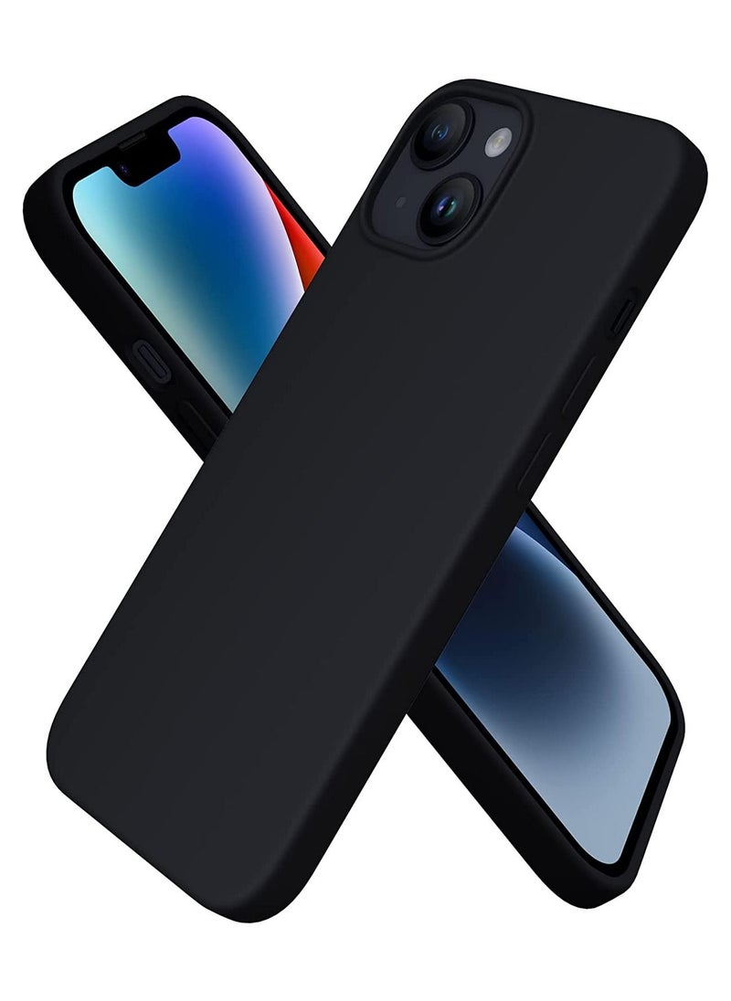 Delivus - iPhone 14 Case Silicone Cover Soft Liquid Gel Rubber Cover Anti-Scratch Anti-Fingerprint Anti-Drop (Black) - Image 1