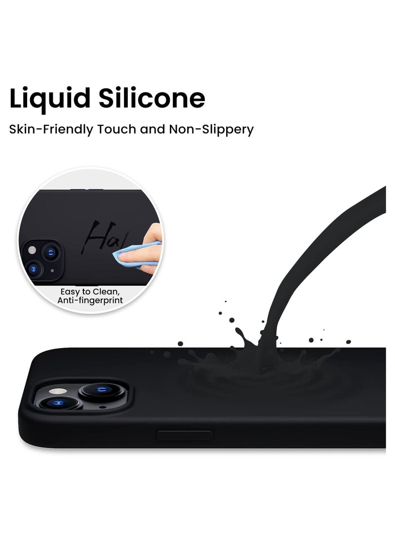 Delivus - iPhone 14 Case Silicone Cover Soft Liquid Gel Rubber Cover Anti-Scratch Anti-Fingerprint Anti-Drop (Black) - Image 1