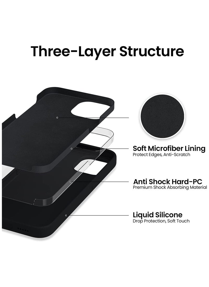 Delivus - iPhone 14 Case Silicone Cover Soft Liquid Gel Rubber Cover Anti-Scratch Anti-Fingerprint Anti-Drop (Black) - Image 1
