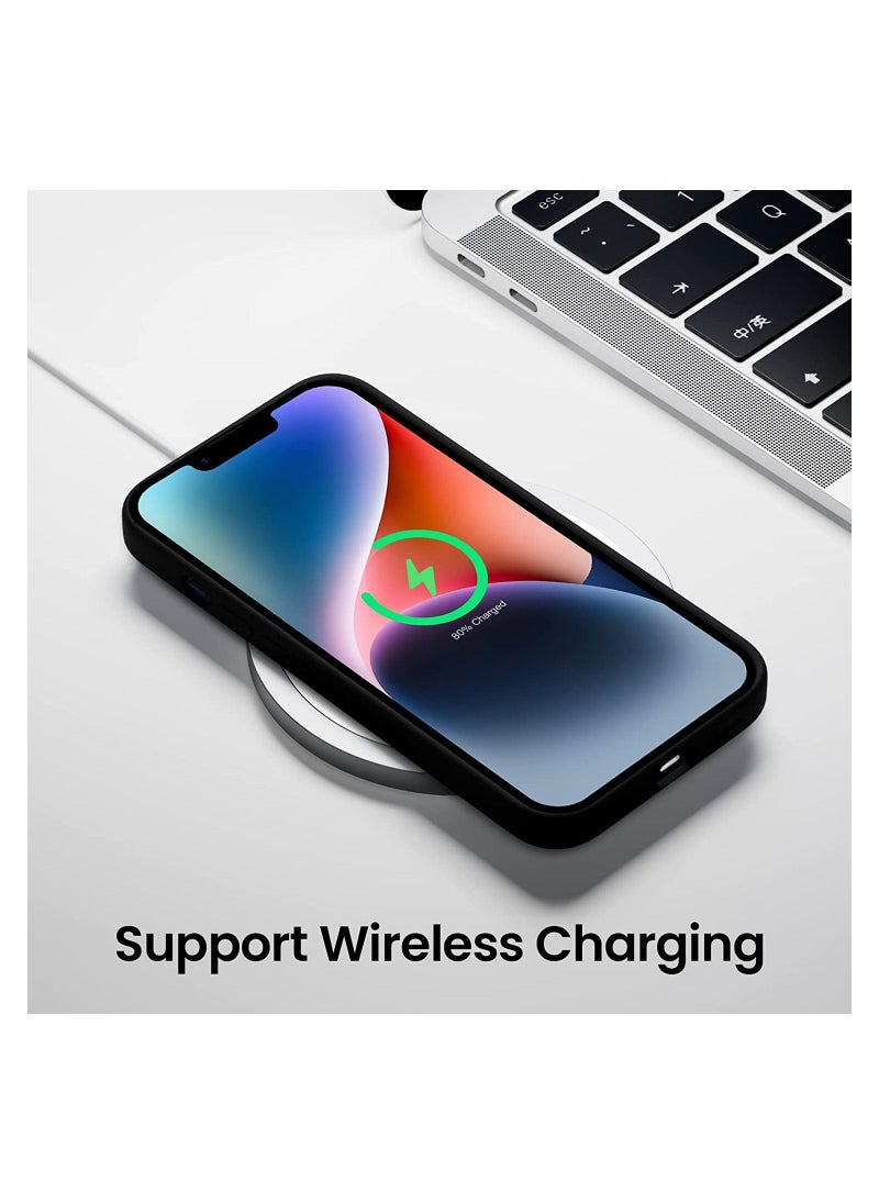 Delivus - iPhone 14 Case Silicone Cover Soft Liquid Gel Rubber Cover Anti-Scratch Anti-Fingerprint Anti-Drop (Black) - Image 1