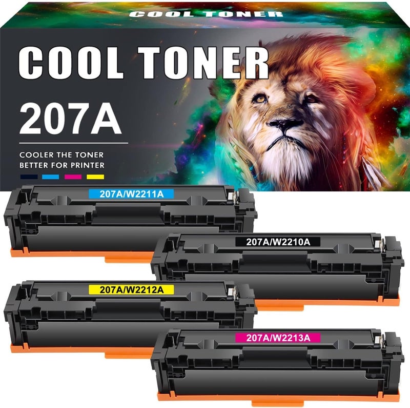 كول تونر خرطوشة حبر بديلة متوافقة مع طراز Cool Toner 207A، لأجهزة HP 207A و207X من سلسلة Color Laserjet Pro MFP، بموديلات M283fdw، M255dw، M282nw، M283fdn، M255nw، W2210A، W2211A، W2212A، W2213A – الألوان: أسود، أزرق، أصفر، مغناطيسي. - Image 1