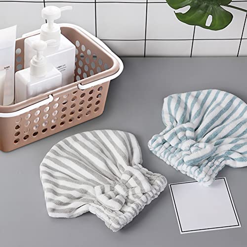 SportMore Microfiber Hair Towel Cap,Soft Absorbent Quick Drying Cap for Curly Thick Hair, Wrap Cap for Women Girls-Set of 2 Pcs（Blue White/Gray White） - Image 4