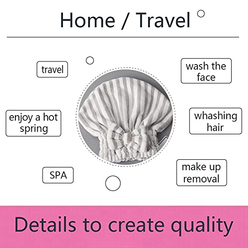 SportMore Microfiber Hair Towel Cap,Soft Absorbent Quick Drying Cap for Curly Thick Hair, Wrap Cap for Women Girls-Set of 2 Pcs（Blue White/Gray White） - Image 5