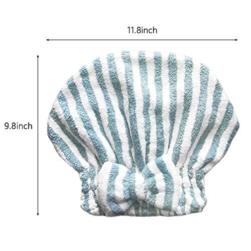 SportMore Microfiber Hair Towel Cap,Soft Absorbent Quick Drying Cap for Curly Thick Hair, Wrap Cap for Women Girls-Set of 2 Pcs（Blue White/Gray White） - Image 3