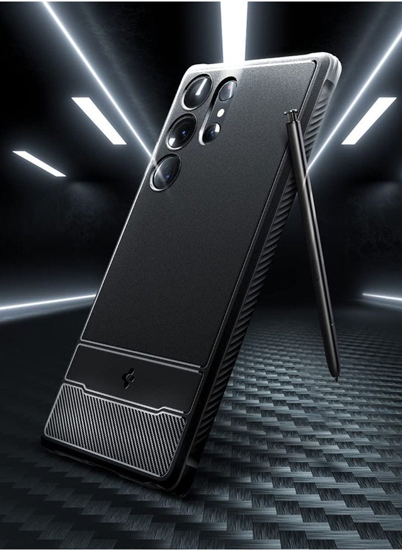 Spigen - غطاء حماية متين لهاتف سامسونج جالاكسي S23 الترا بأنسجة من ألياف الكربون - أسود مطفي - Image 1