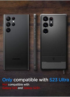 Spigen غطاء حماية متين لهاتف سامسونج جالاكسي S23 الترا بأنسجة من ألياف الكربون - أسود مطفي  - Image 2