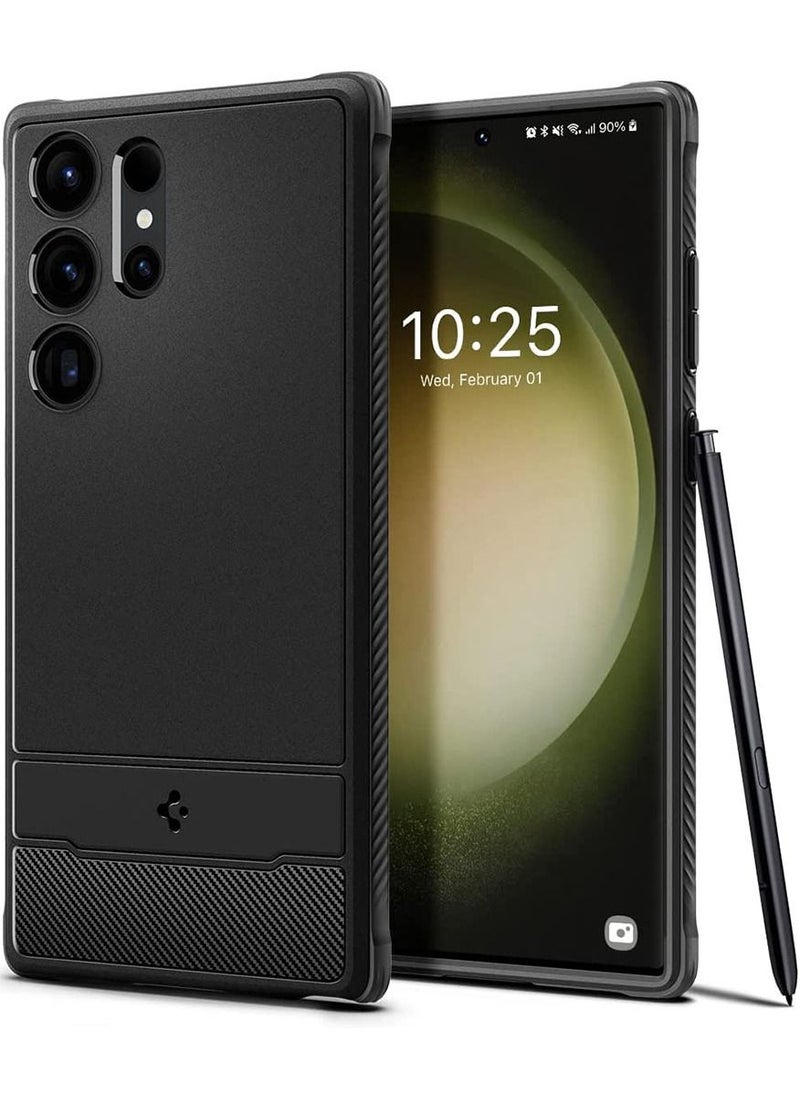 Spigen - غطاء حماية متين لهاتف سامسونج جالاكسي S23 الترا بأنسجة من ألياف الكربون - أسود مطفي - Image 1