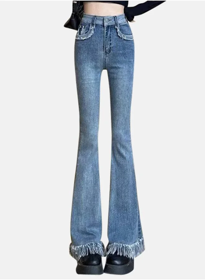 YUNIQEE Blue Bootcut High-Rise Cotton Light Fade Jeans