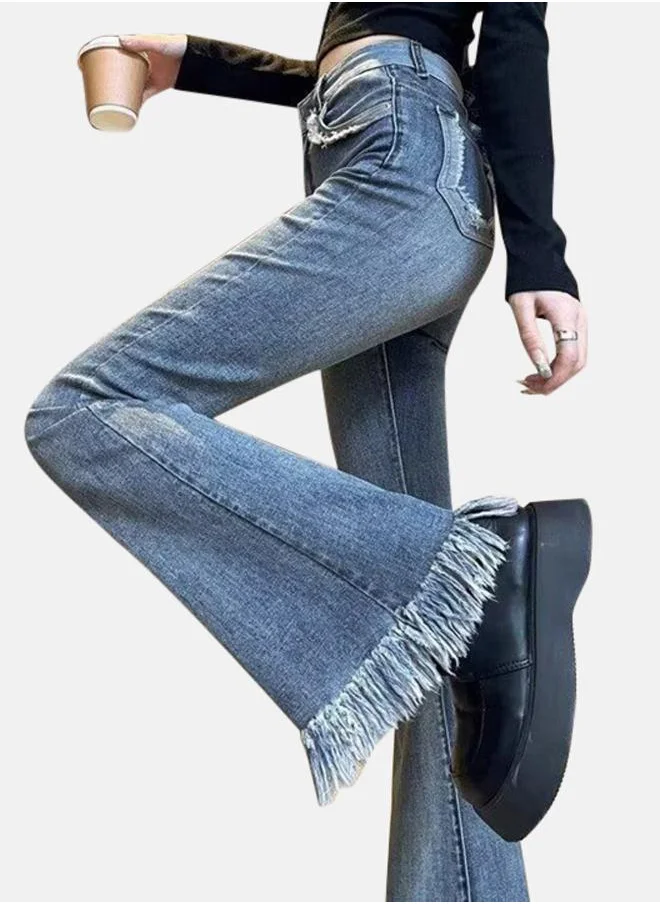 YUNIQEE Blue Bootcut High-Rise Cotton Light Fade Jeans