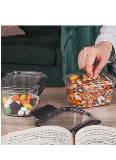 Phoenix Acrylic Refrigerator Food Container,Food box Set of 3 Pieces with Airtight Lock - Clear Silicone Sides 3 * 400ml Grey  - Image 3