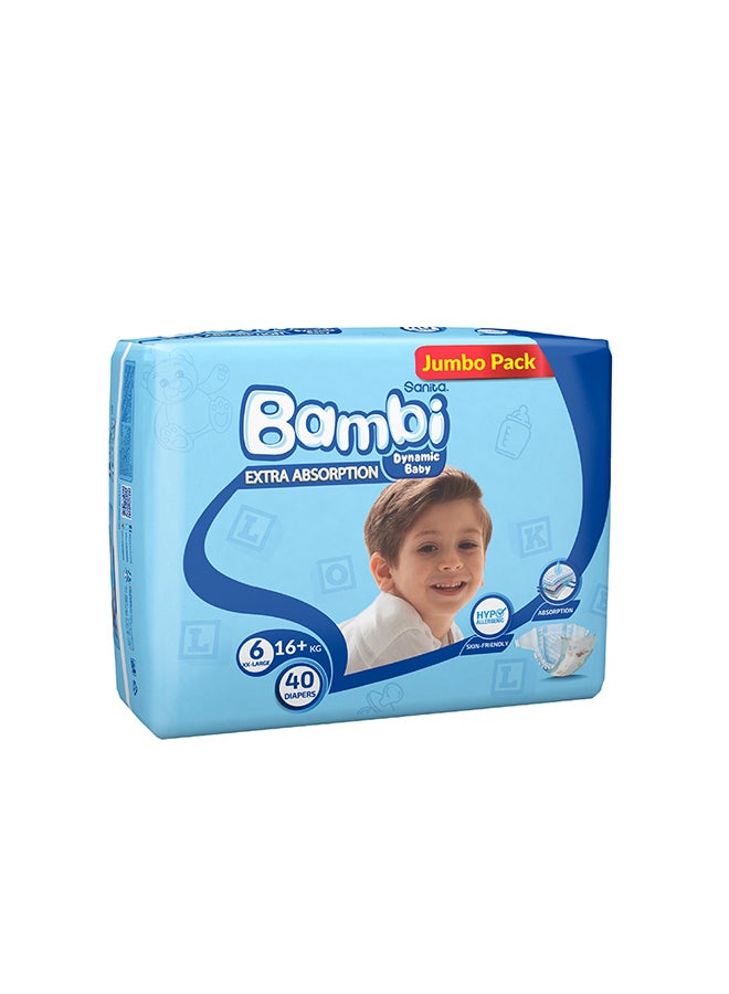Sanita Bambi Baby Diapers Jumbo Pack Size 6, Xx-Large, 16+ Kg, 40 Count - Image 3