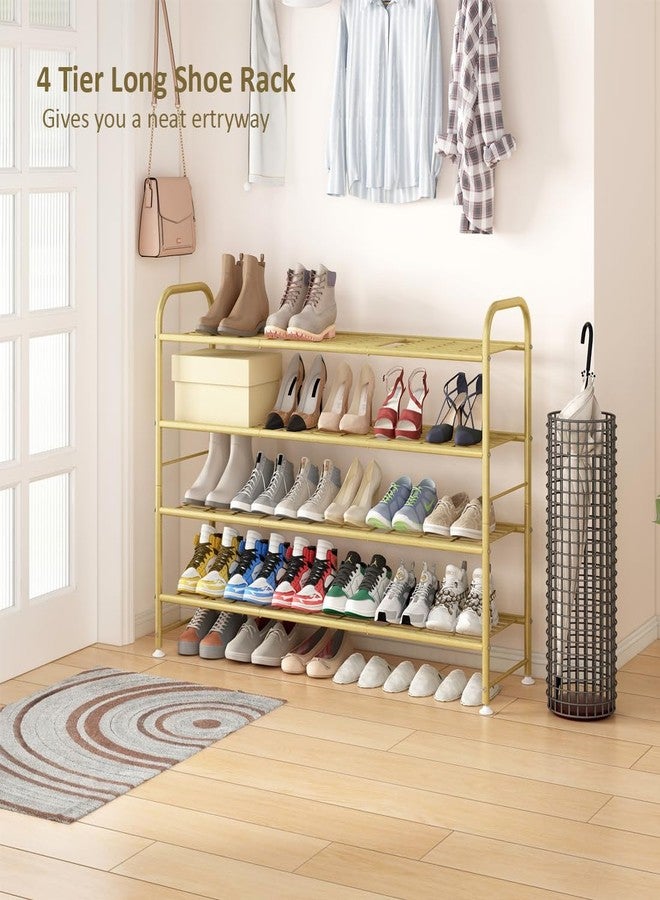 LINZINAR Shoe Rack 4 Tier Storage Organizer for Closet Entryway Metal Gold - Image 2