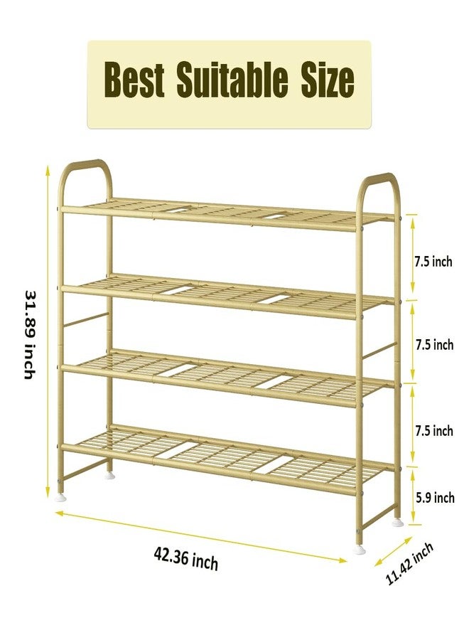 LINZINAR Shoe Rack 4 Tier Storage Organizer for Closet Entryway Metal Gold - Image 5