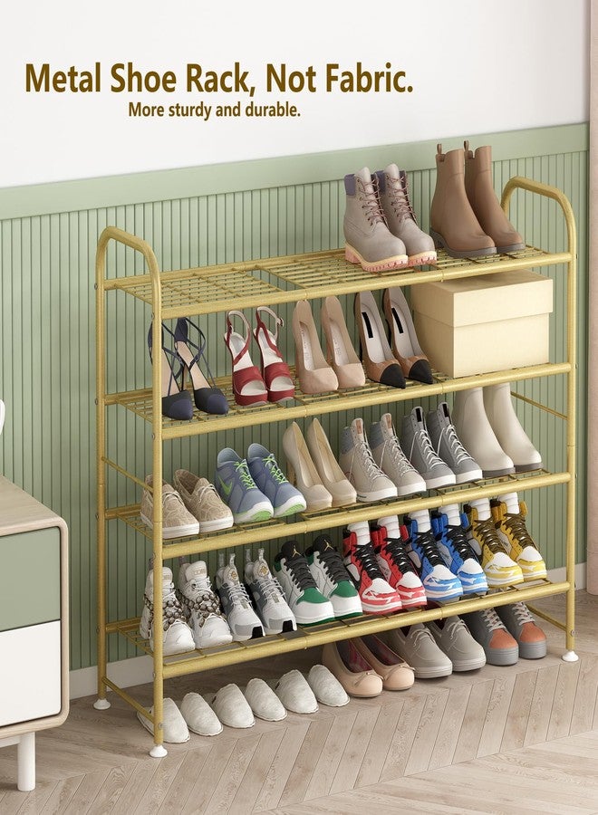 LINZINAR Shoe Rack 4 Tier Storage Organizer for Closet Entryway Metal Gold - Image 4