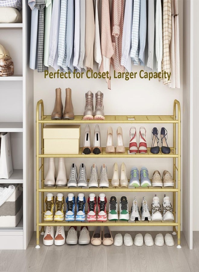 LINZINAR Shoe Rack 4 Tier Storage Organizer for Closet Entryway Metal Gold - Image 3