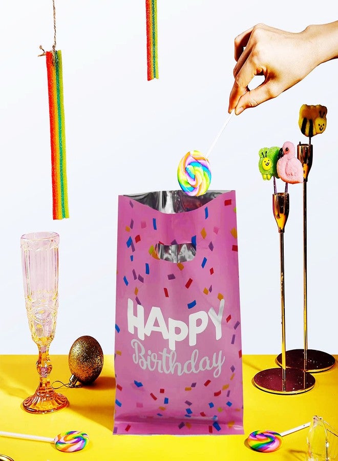 HSPAIDYP 30 Pcs Happy Birthday Party GiftBags,Candy Favor Bags,Plastic Gift Candy GiftBags,Pink Goodies GiftBags for Birthday Party Decor (Pink Gift Bags - Image 5