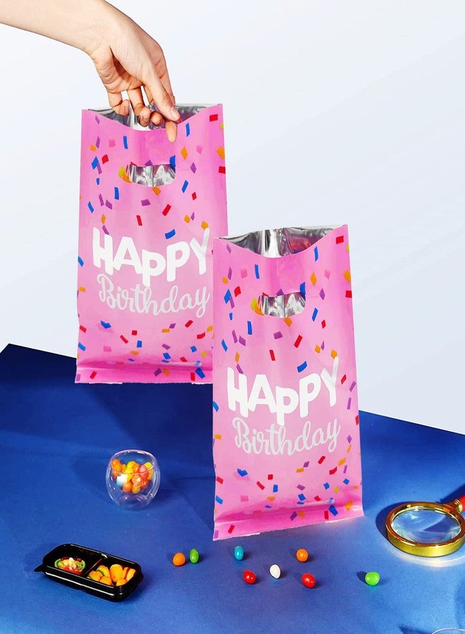 HSPAIDYP 30 Pcs Happy Birthday Party GiftBags,Candy Favor Bags,Plastic Gift Candy GiftBags,Pink Goodies GiftBags for Birthday Party Decor (Pink Gift Bags - Image 2