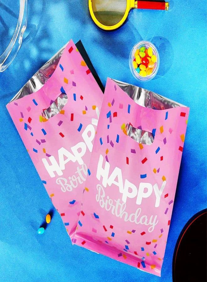 HSPAIDYP 30 Pcs Happy Birthday Party GiftBags,Candy Favor Bags,Plastic Gift Candy GiftBags,Pink Goodies GiftBags for Birthday Party Decor (Pink Gift Bags - Image 4