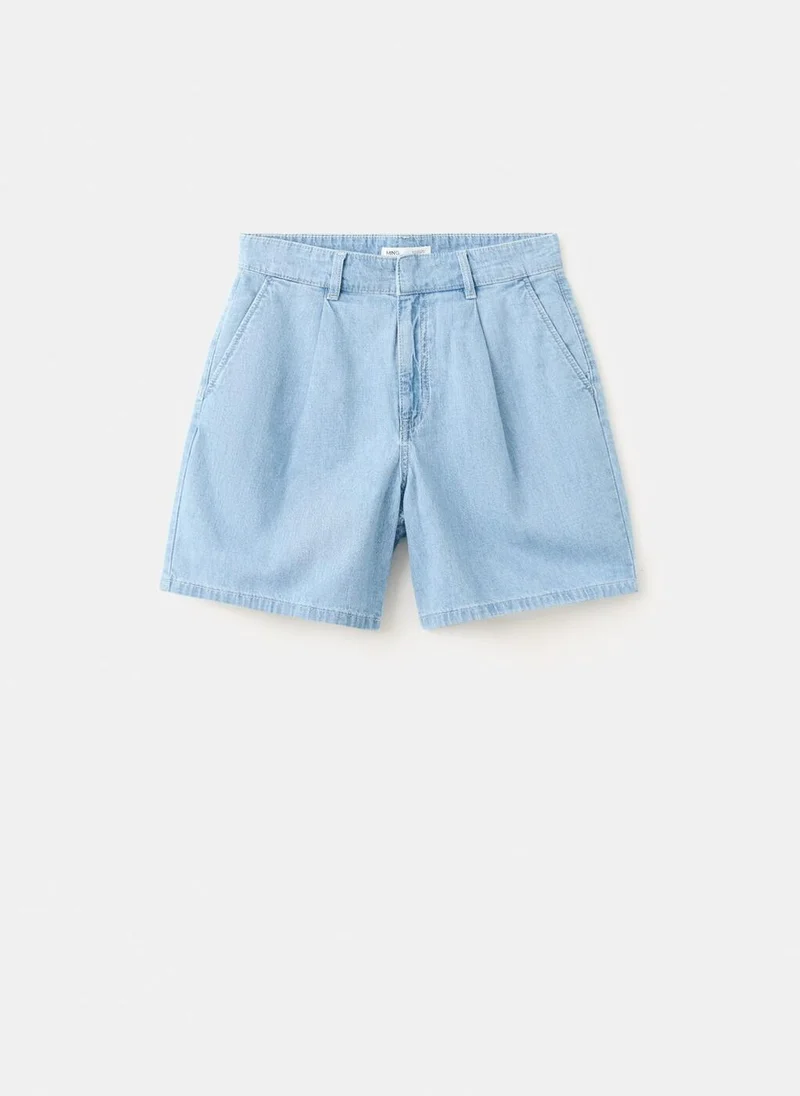 MANGO  Mid-rise denim bermuda shorts with pleats for Women | Best Price UAE