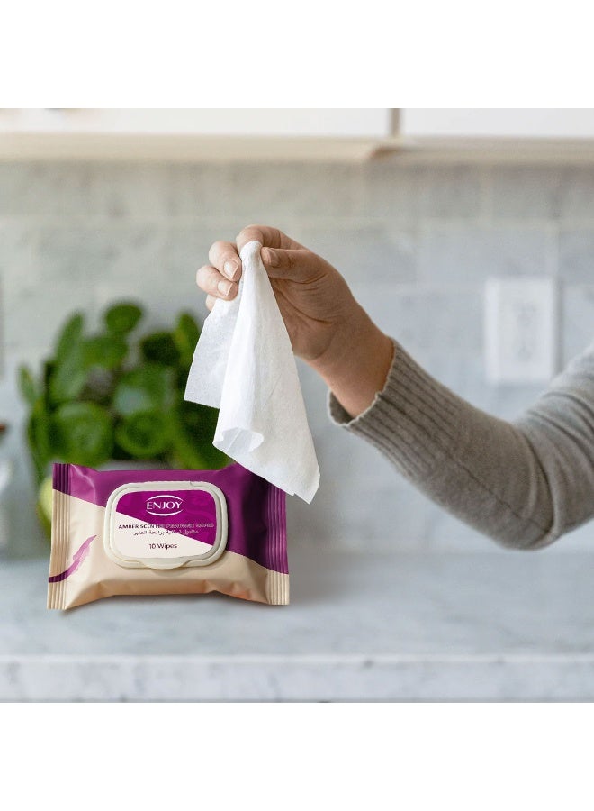إنجوي انجوي مناديل مبللة للنساء برائحة العنبر الفاخرة - 10 قطع - للتنظيف والانتعاش والعناية الانثوية الفائقة - للسفر والاستخدام اليومي - Image 3