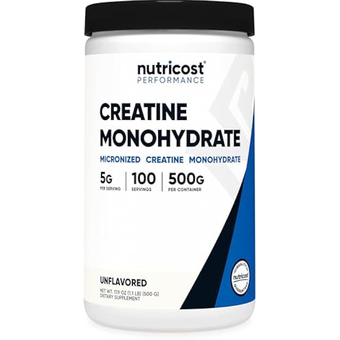 Nutricost مسحوق كرياتين مونوهيدرات ميكرونيزيد من نوتريكوست 500 جرام، 5000 ملغ لكل حصة (5 جرام) - 100 حصة، 17.9 أونصة - Image 1
