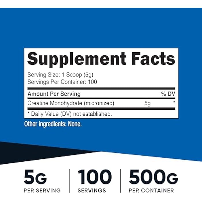 Nutricost مسحوق كرياتين مونوهيدرات ميكرونيزيد من نوتريكوست 500 جرام، 5000 ملغ لكل حصة (5 جرام) - 100 حصة، 17.9 أونصة - Image 2