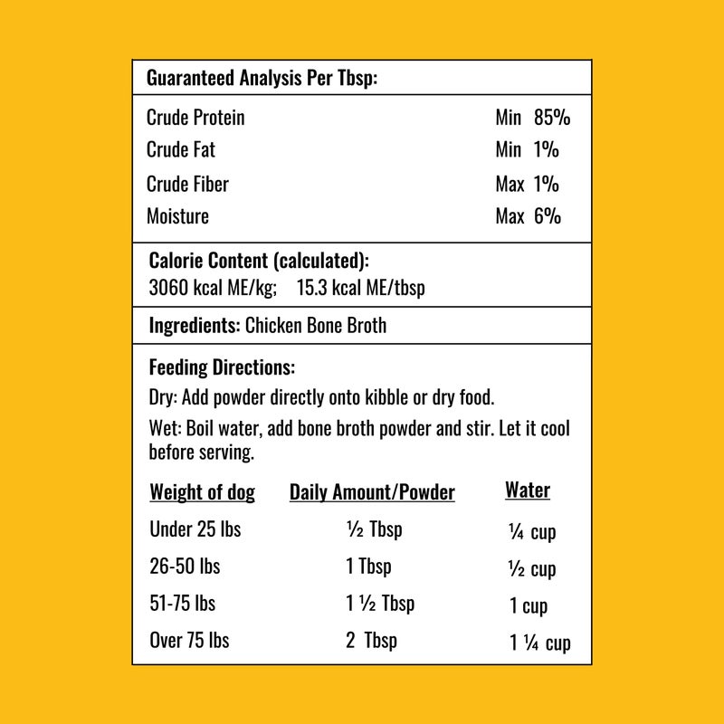 Left Coast Performance 8oz Chicken Bone Broth Powder for Dogs and Cats â€“ Premium Human Grade Chicken Broth Topper for Picky Eaters â€“Supports Joints and Gut Health â€“ Bone Broth for Cats - Dog Food Toppers For Dry Food - Image 2