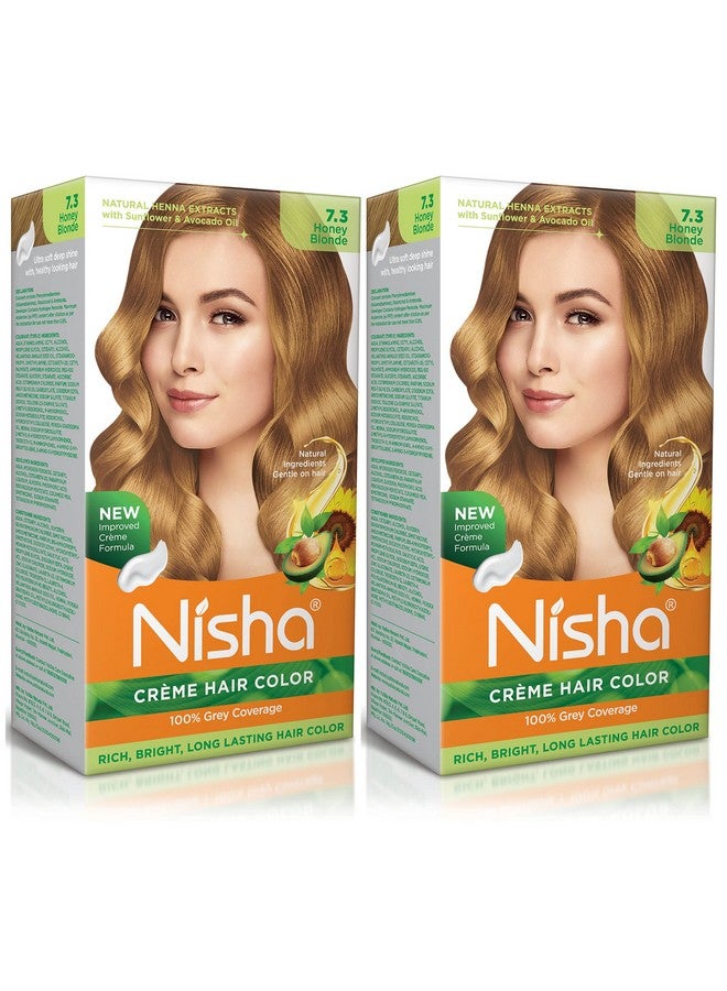 Nisha Creme Hair Color Honey Blonde 150G Pack Of 2, Permanent Hair Colour With Natural Henna Extracts, 100% Grey Coverage, Long Lasting Hair Color For Women & Men - Image 1
