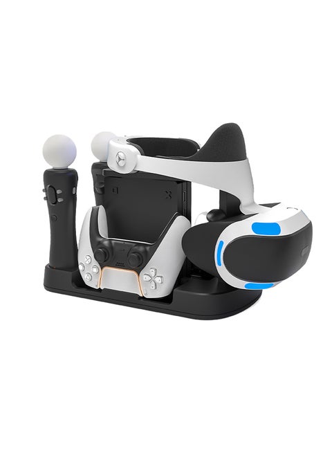 PSVR Charging Stand with PS5 Controller Charging Station for Displaying PS VR Headset and Processor Black