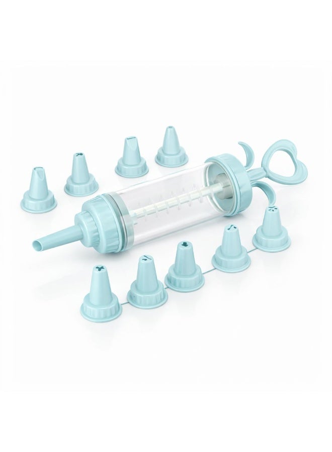 Titiz Plastik مضخة كريمة لتزيين الحلويات، مزودة بفوهات متعددة، مجموعة حقن بلاستيكية لتزيين الكيك، ألوان متنوعة، 14.0 × 23.0 × 4.5 سم، أزرق - Image 1